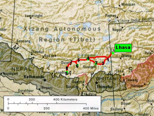 Map Lhase-Qomolangma